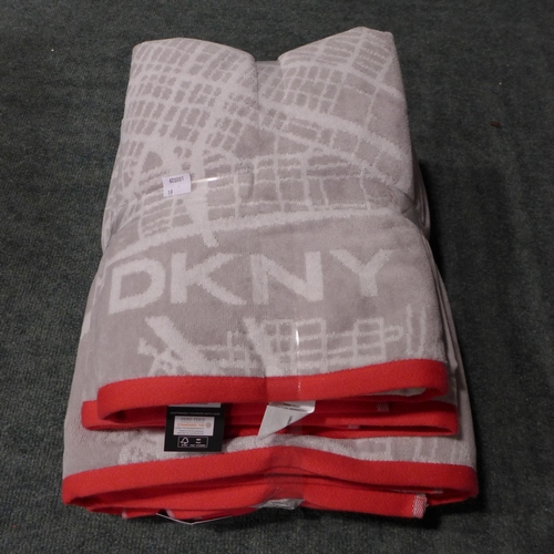 3272 - A set of four light grey and red DKNY City Map towels - 2 bath sheets and 2 bath towels * this lot i... 