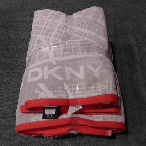 3274 - A set of four light grey and red DKNY City Map towels - 2 bath sheets and 2 bath towels * this lot i... 