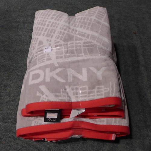 3275 - A set of four light grey and red DKNY City Map towels - 2 bath sheets and 2 bath towels * this lot i... 