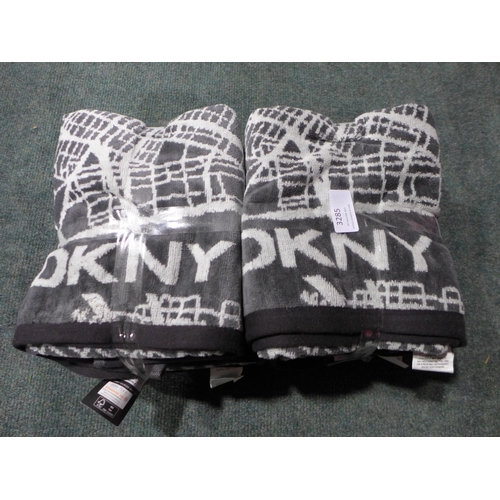 3285 - Set of six dark grey DKNY City Map hand towels * this lot is subject to VAT