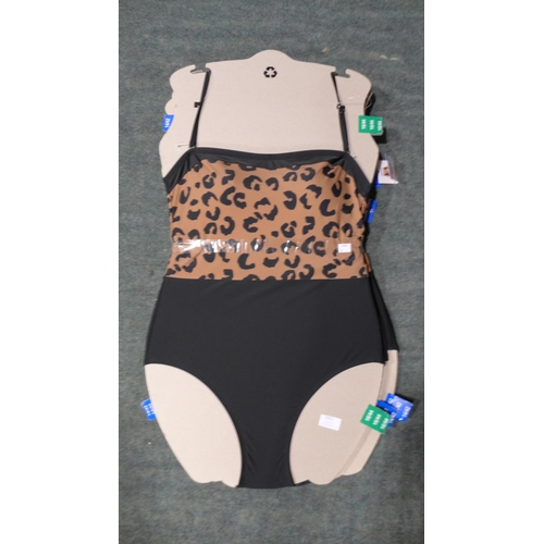 3321 - Five black and leopard DKNY swimming costumes - mixed size (4 x 14 & 1 x 16) * this lot is subject t... 