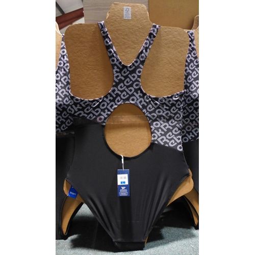 3323 - Five black and white Reebok swimming costumes - size L * this lot is subject to VAT