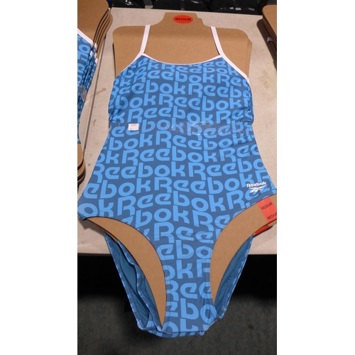 3327 - Five blue Reebok swimming costumes - size M * this lot is subject to VAT