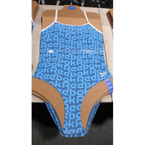 3329 - Five blue Reebok swimming costumes - size L * this lot is subject to VAT