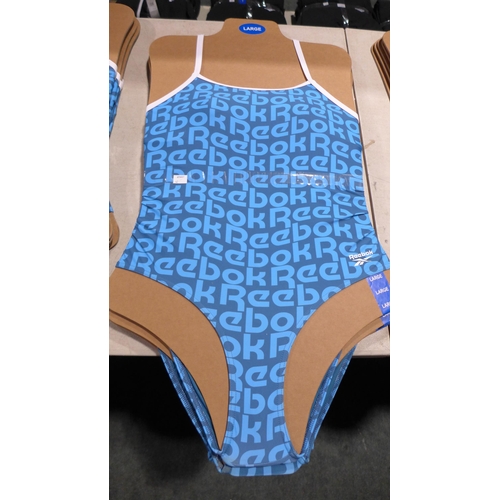 3330 - Five blue Reebok swimming costumes - size L * this lot is subject to VAT