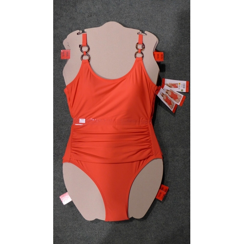 3336 - Five coral pink DKNY swimming costumes - size 12 * this lot is subject to VAT