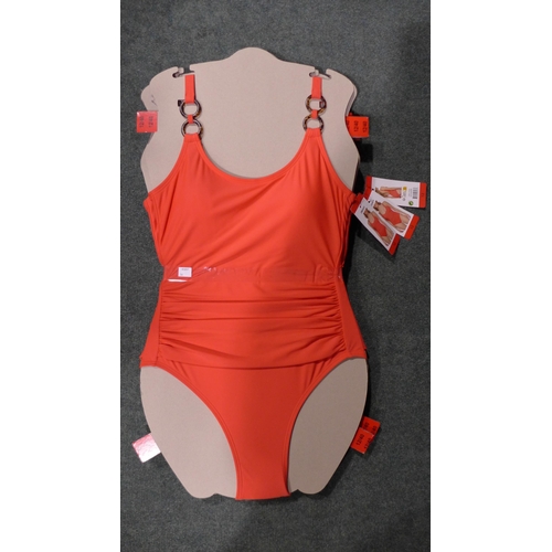 3338 - Five coral pink DKNY swimming costumes - size 12 * this lot is subject to VAT