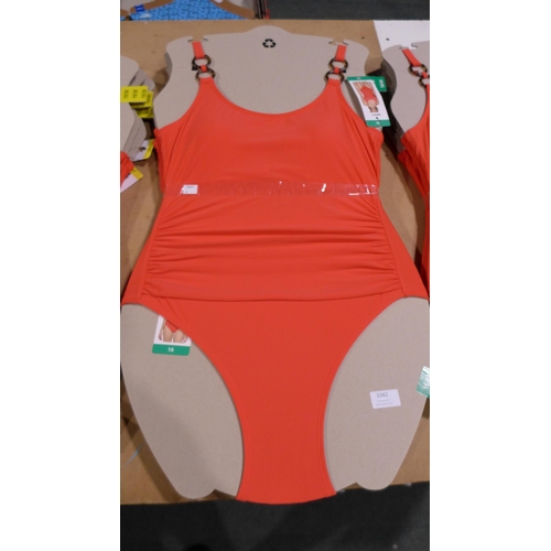 3342 - Five coral pink DKNY swimming costumes - size 16 * this lot is subject to VAT