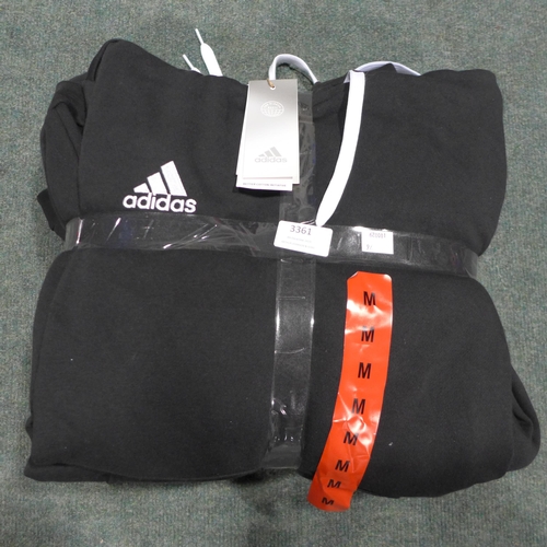 3361 - Five men's black Adidas hoodies - size M * this lot is subject to VAT