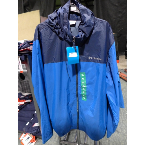 3370 - Men's Columbia two-tone Bright Indigo water-resistant zip-up hooded jacket - size XL * this lot is s... 