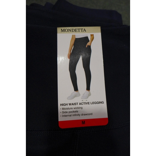 3385 - Five pairs of navy Mondetta high waisted leggings - size M * this lot is subject to VAT