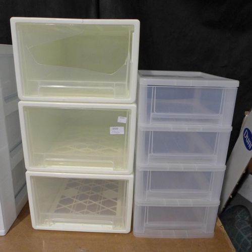 3500 - Two plastic storage units (a 3 drawer and a 4 drawer)