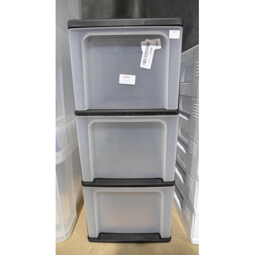 3502 - Three drawer plastic storage unit