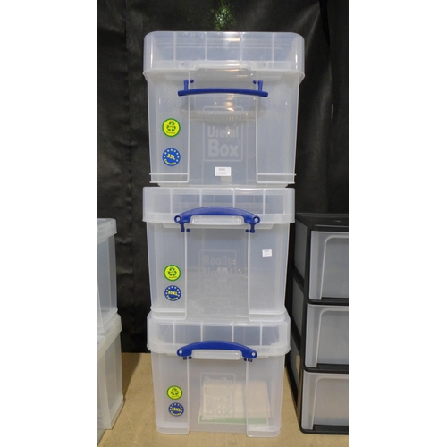 3503 - Three 35 (XL deep lidded) Really Useful storage boxes - cracked