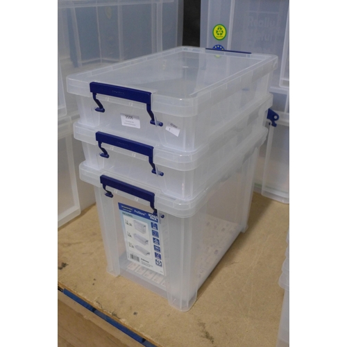 3506 - Three plastic storage containers - mixed size