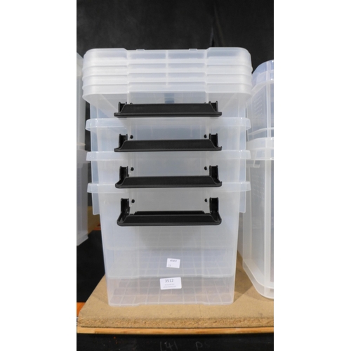 3512 - Four plastic lidded storage boxes