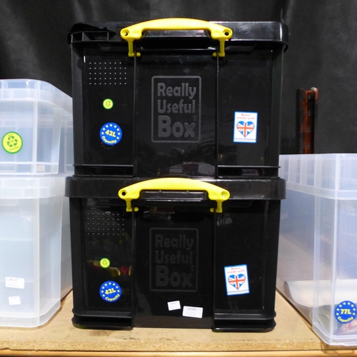 3518 - Two 42l capacity black Really Useful boxes