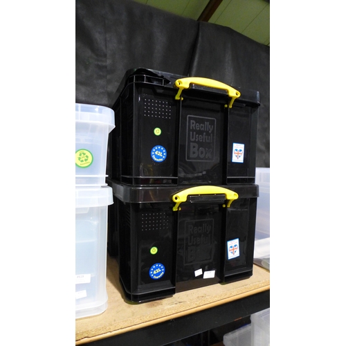 3518 - Two 42l capacity black Really Useful boxes