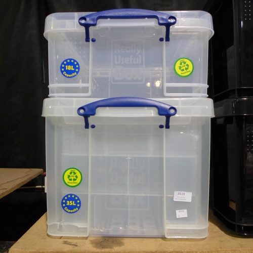 3519 - Two Really Useful storage boxes - mixed size (35l & 18l)