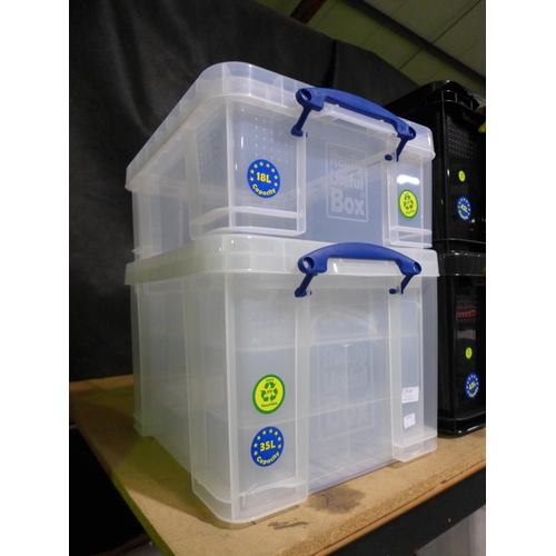 3519 - Two Really Useful storage boxes - mixed size (35l & 18l)