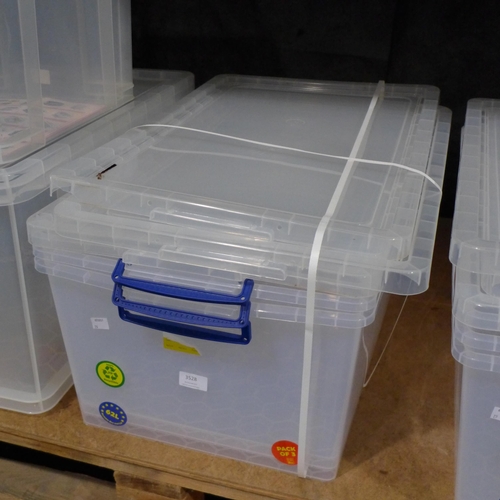 3528 - Three 62l Really Useful storage boxes - cracked lids