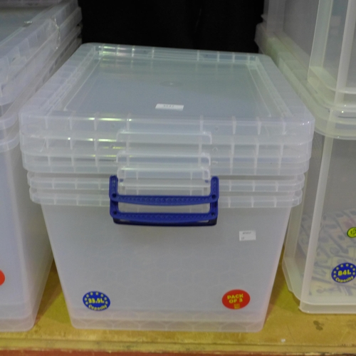 3537 - Three 33.5l capacity Really Useful storage boxes - cracked lids