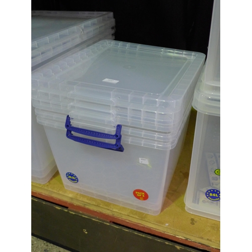 3537 - Three 33.5l capacity Really Useful storage boxes - cracked lids