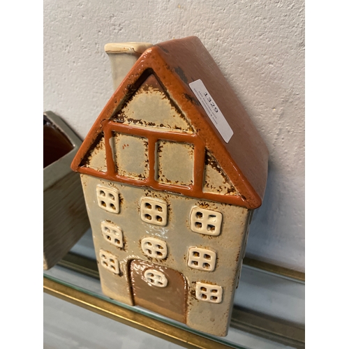 1329 - A ceramic tealight cottage, H 22cms (566007)   #