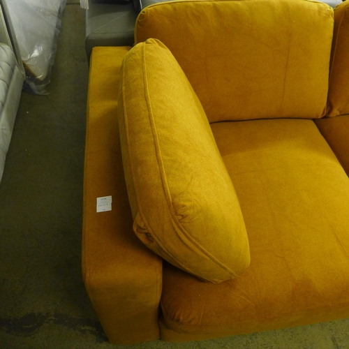 1406 - A mustard velvet upholstered RHF corner sofa - scuff to corner