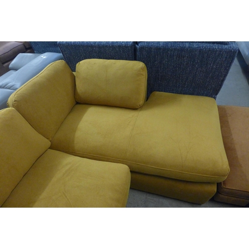 1406 - A mustard velvet upholstered RHF corner sofa - scuff to corner