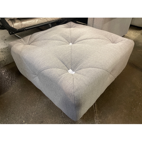 1447 - A grey textured weave square buttoned footstool