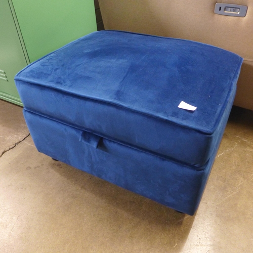 1323 - A Hoxton blue velvet ottoman footstool