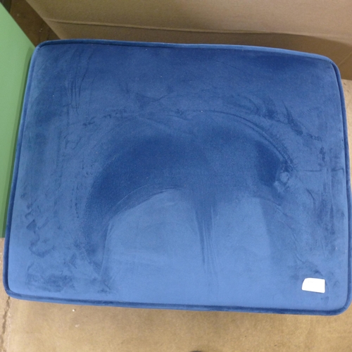 1323 - A Hoxton blue velvet ottoman footstool