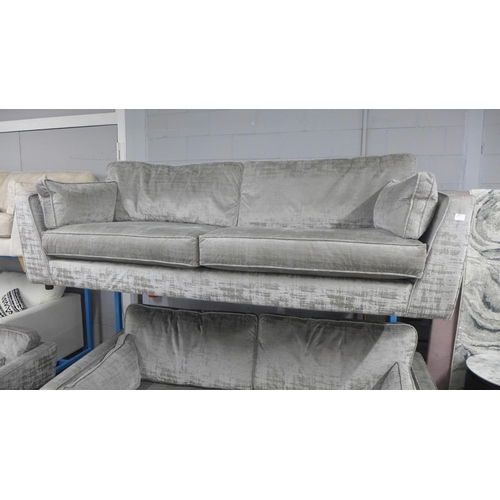 1400 - A Rene Dolce aluminium velvet upholstered four seater sofa, three seater sofa and loveseat - Combine... 