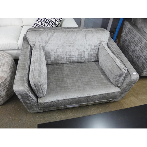 1400 - A Rene Dolce aluminium velvet upholstered four seater sofa, three seater sofa and loveseat - Combine... 