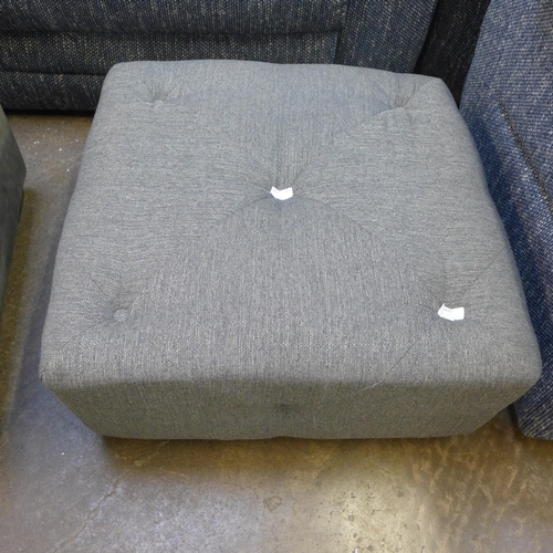 1410 - A grey textured weave buttoned footstool