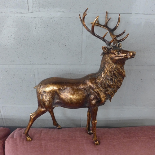 1418 - A large bronze coloured stag, H 55cms (703824)   #