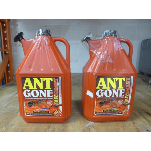 2248 - Two red 5-litre containers of 'Ant Gone' with watering can nozzles