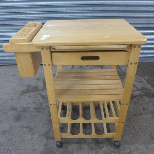 2265 - A pine kitchen island unit with knife block