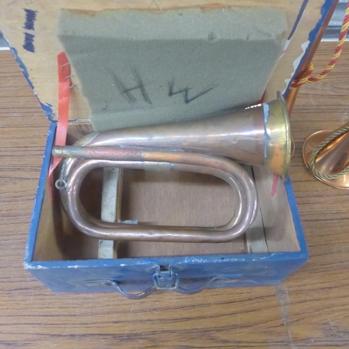 2294 - A Barratts Boys' Brigade bugle horn and two other brass horns