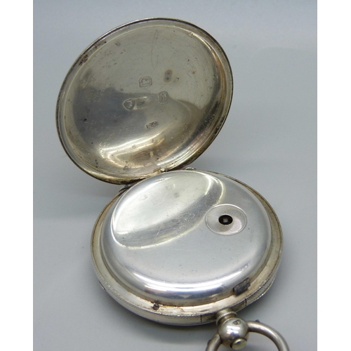 1001 - A silver cased fusee pocket watch, with key, the case hallmarked London 1864