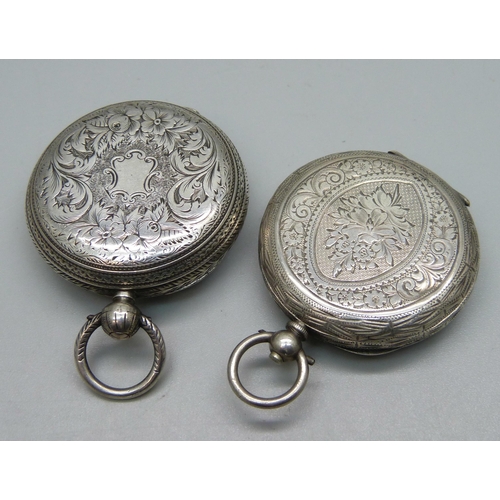 1019 - Two silver fob watches