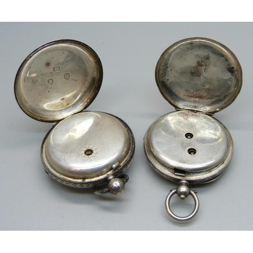 1019 - Two silver fob watches