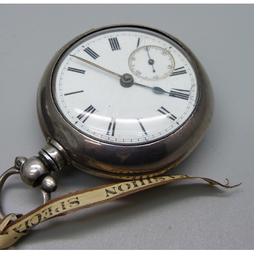 1021 - A silver pair cased pocket watch, Chester 1890, and a silver cased Waltham pocket watch