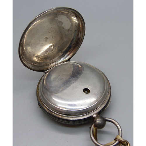 1021 - A silver pair cased pocket watch, Chester 1890, and a silver cased Waltham pocket watch