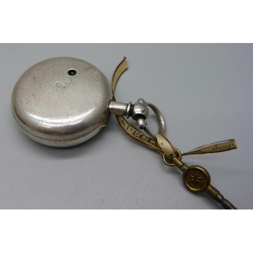 1021 - A silver pair cased pocket watch, Chester 1890, and a silver cased Waltham pocket watch