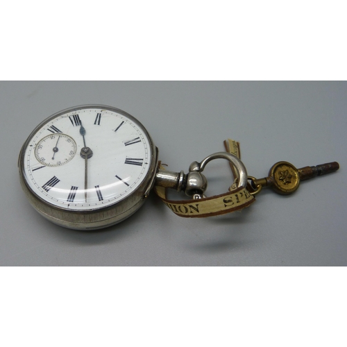 1021 - A silver pair cased pocket watch, Chester 1890, and a silver cased Waltham pocket watch