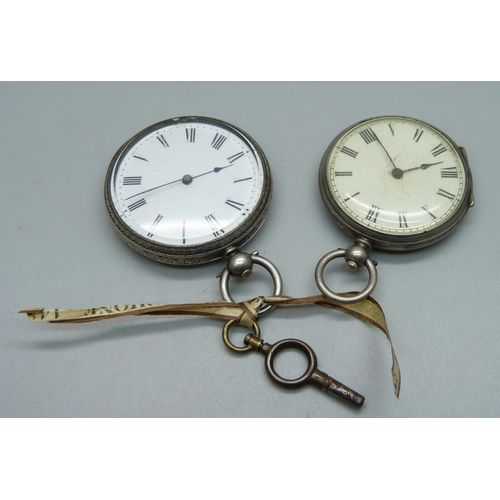 1022 - Two fine silver fob watches