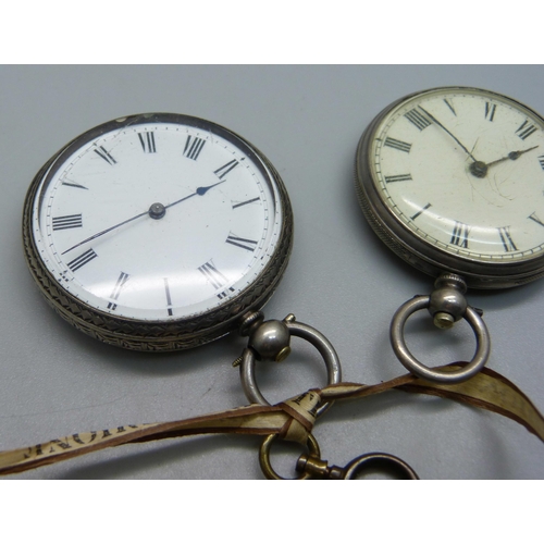 1022 - Two fine silver fob watches