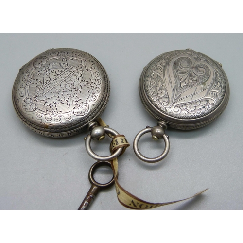 1022 - Two fine silver fob watches